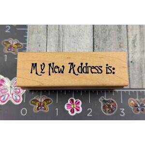 Bugawomps My New Address Is... Rubber Stamp Wood #H7